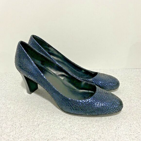 Calvin Klein Babe High Heels Pumps Ladies Navy Blue Career Shoes US 10M AS IS - Picture 3 of 9